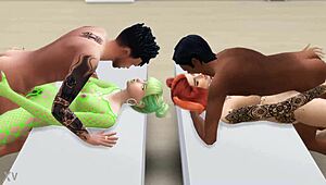 Guys hire tempting sims duo