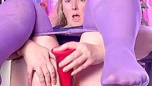 Ripping clothes for huge dildo in hairy gaping wet pussy play