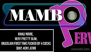 Khali Noire's slim body takes 4 cocks DAP DP anal monster BBC