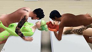 Guys hire tempting sims duo