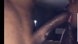 skky black babe sucks throbbing cock with sloppy deepthroat