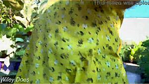 wifey rocks that braless summer dress outdoors flashing big tits casually