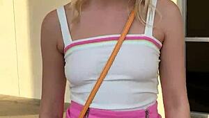 khloe kapri flashes her petite body then drops for public pov blowjob