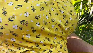 wifey rocks that braless summer dress outdoors flashing big tits casually