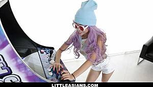 vina sky petite asian gamer teen rides huge interracial cock doggystyle