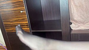 Classy Stocking Feet Tease Anal Toy Play in Close-Up Bed Scenes