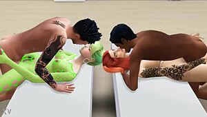 Guys hire tempting sims duo