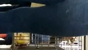 Hidden jeans hug teen 18+ curves candidly