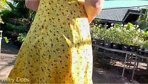 wifey rocks that braless summer dress outdoors flashing big tits casually
