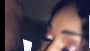 skky black babe sucks throbbing cock with sloppy deepthroat