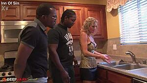 Jade's plumber threesome bends her over for BBC creampie doggystyle