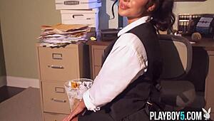 gorgeous milf emjay rinaudo strips big ass in office gamer sensual tease