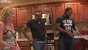 Jade's plumber threesome bends her over for BBC creampie doggystyle