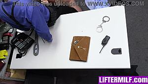 Officer jack strips liftermilf down in garage, checks big tits and ass thoroughly.