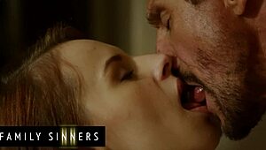 slender babe spreads for stepdad's pounding spoon on bed, family sinners twist