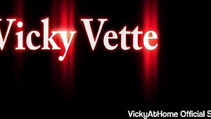 blonde vicky vette stuffs dildo deep in lingerie-clad pussy