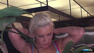 Horny blonde babe rides huge throbbing cock wildly!