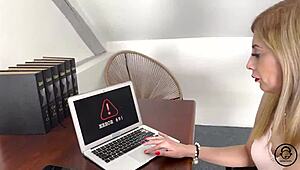 arab milf seduces repairman for intense office fuck