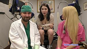 dr tampa backstage with mina moon's huge asian tits and shaved pussy in latex