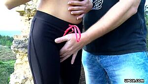 brunette ashley woods takes outdoor pounding like a champ