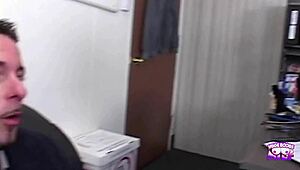 interview turns hot as brunette undresses flashes big tits outdoors