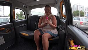 omg your massive tits drive me wild in this taxi pussy lick session