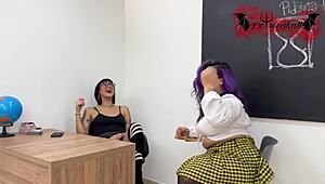 Curvy college coeds first lesbian licking humiliation with toys