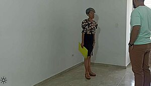 juicy latina milf stepmom with tattooed body bent over for creampie while hubby films moaning.