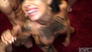 interracial gangbang deepthroats lead to hardcore creampie blowbang finish