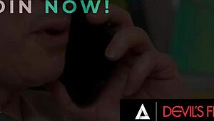 Petite redhead teen swinger Madi Collins chokes on older man's hairy monster during swingers bang