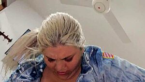 Rich old Latina enjoys deep anal pounding with her golden blonde lover