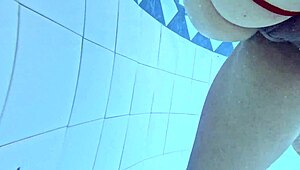 Skinny 18yo Horny Slut Fucked Hard in Pool Missionary Doggystyle Shaved Pussy