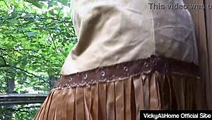 vicky vette strips cosplay panties to finger wet pussy