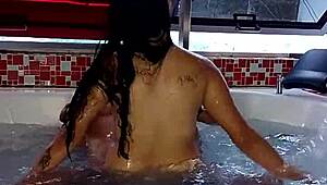 slutty hotwife cheats in jacuzzi tub taking bbc creampie from stranger