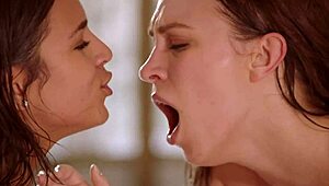 vixen babes oil curves and ride giant cock in steamy threesome