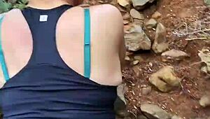 ever wonder what happens when milf flashes panties outdoors for public doggy in forest?