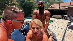 hotwife heidi savors teasing interracial spit roast with monster cocks