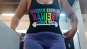 went to gym horny no panties fingering ass bent over doggystyle in academia heat