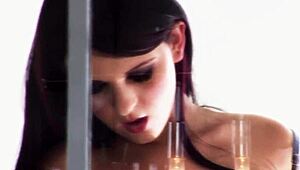 sensual hungarian milf's natural tits bounce wildly as brunette pussy rides cock doggystyle.