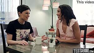 Petite Big-Boobed Milf Teases and Penetrates Ebony Bestie