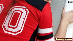 Shy Shanaxnow in Pigtails Teases Her Wet Pussy with Fingers