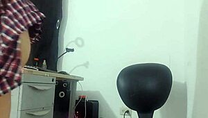 omg this sweet girl in miniskirt and fishnets grabs a huge horse dildo 😍