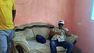 hubby pays debt by watching his fat latina bbw wife's big ass get roughly fucked doggystyle in homemade rough action