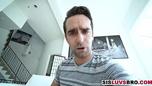 Skinny 18+ Stepsis Deepthroats Pervy Stepbro's Cock While Spied On