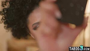 check out curly haired petite ebony teen selva lapiedra deepthroating then anal riding monster cock in lingerie