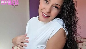 naughty latina neighbor gives guided handjob flashing small tits