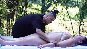 masseuse makes chubby latina squirt hard in public with magic fingers