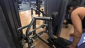 went to gym horny no panties fingering ass bent over doggystyle in academia heat