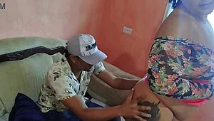 hubby pays debt by watching his fat latina bbw wife's big ass get roughly fucked doggystyle in homemade rough action