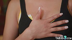 check out curly haired petite ebony teen selva lapiedra deepthroating then anal riding monster cock in lingerie